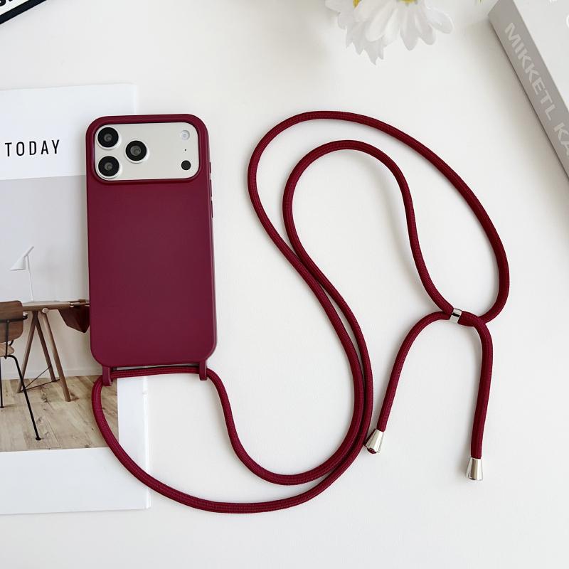 Crossbody Lanyard Flüssigsilikon Handyhülle Für iPhone 17 Pro Max 15 14 13 16 Pro Max Seil Schulter Candy Farbe Weiche Rückseite