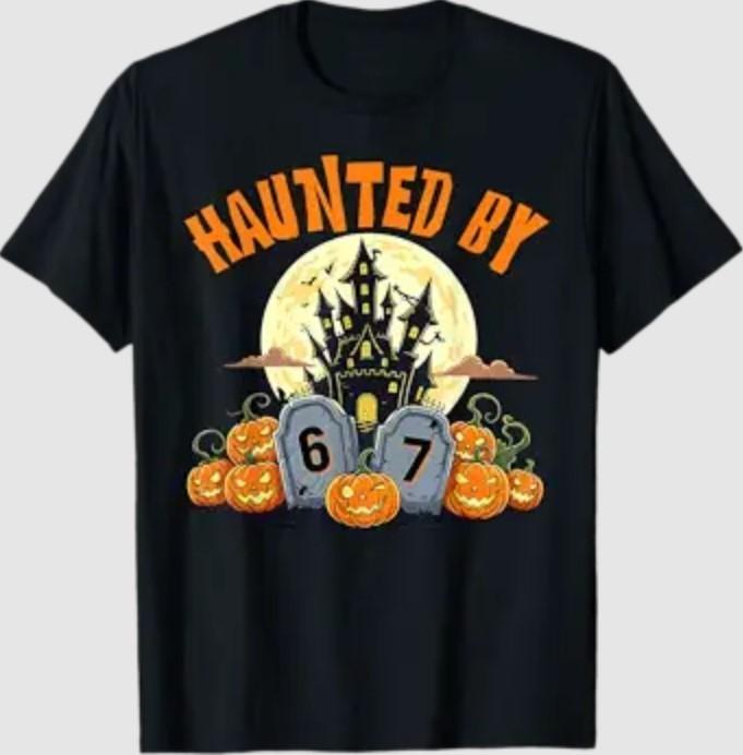 67 Funny Six Seven Gen Alpha Z Halloween 67 Haunted by 67 T--Shirt Unisex T-Shirt L