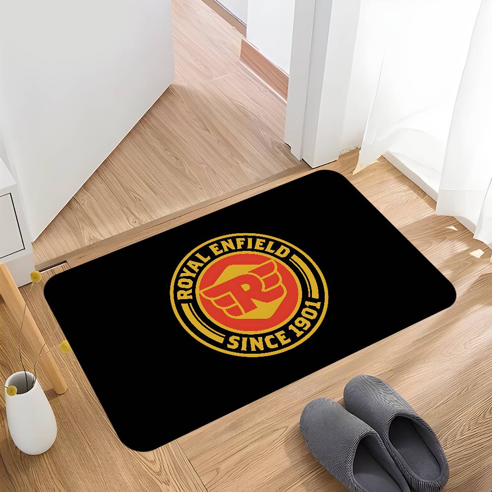 R-Royal E-Enfield Logo Room Mats Retro Multiple Choice Living Room Kitchen Rug Non-Slip Welcome Rug