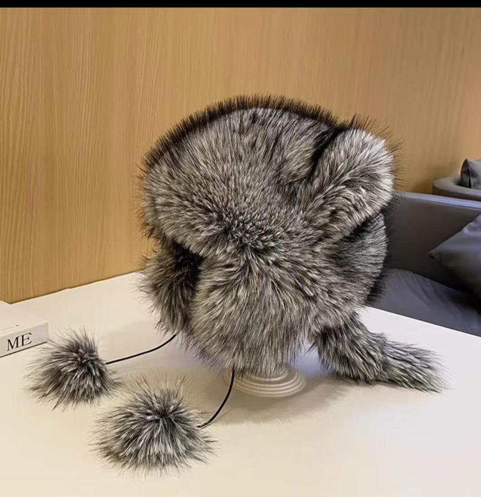 Warm Windproof Faux Fur Lei Feng Hat with Earmuffs for Women