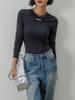 Memua Label Up Ribbed Slim T-Shirt (Charcoal)
