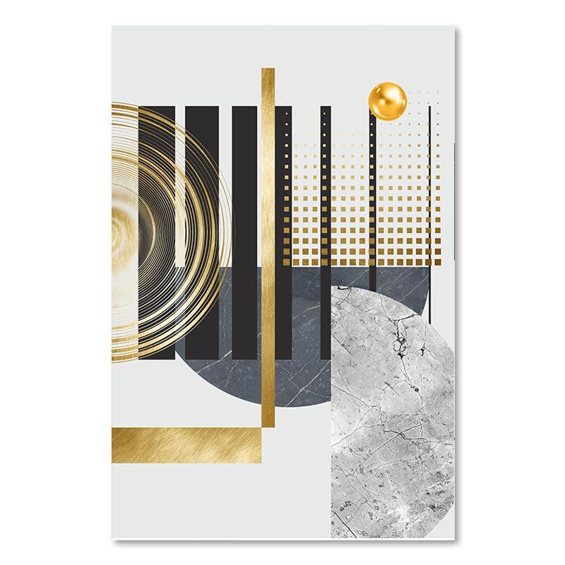 Abstract Golden Geometric Art Pattern Stitching Canvas Print Modern Gold Foil Poster Wall Paintings for Living Room Home Decor
