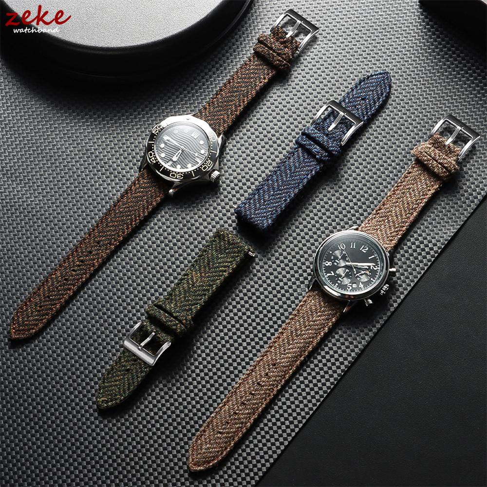 18/20/22mm Schnellverschlussarmband Echtes Leder Nylon Uhrenarmband Vintage Tweed-Webart Armband für Herren Damen Universelles Armband