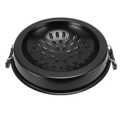 Thai BBQ Grill Pan 2 In 1 Non Stick Even Heating Aluminum Hot Pot Grill Charcoal Pan for Indoor Outdoor 35cm/13.78in Black
