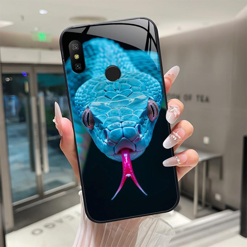Beautiful Flower Cute Cartoon Cats Case For Xiaomi Mi A2 / Mi A2 Lite Tempered Glass Phone Case Protective Back Cover Hard Shell