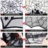 Halloween Black Lace Spiderweb Bordduk Bordtrekk Vindu hengende Skrekk Halloween Party Decora