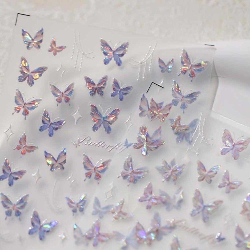 Nail Accessories Bronzing Butterfly Nail Decals White Stars Butterfly Nail Decorations  Nail Salon