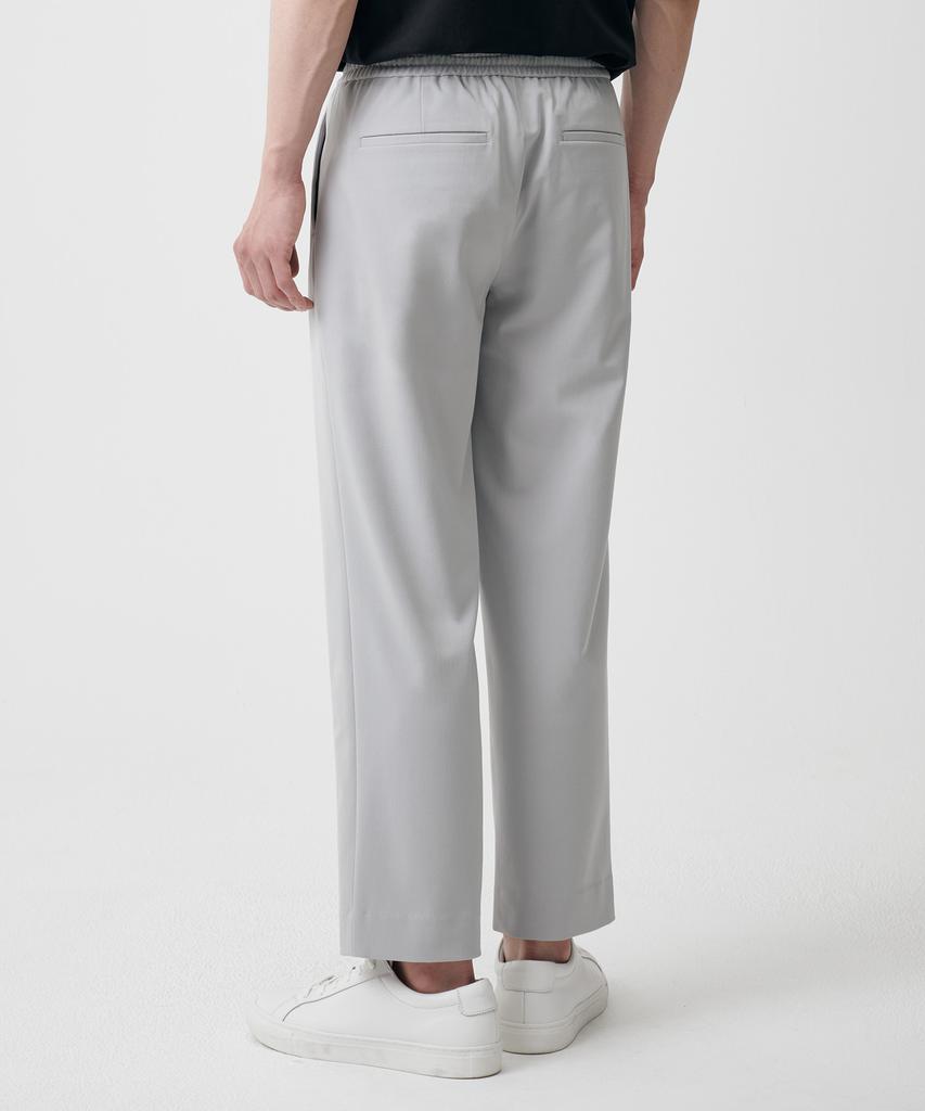 MUSINSA STANDARD Wide Easy Elastic Waist Crop Slacks [Light Gray]
