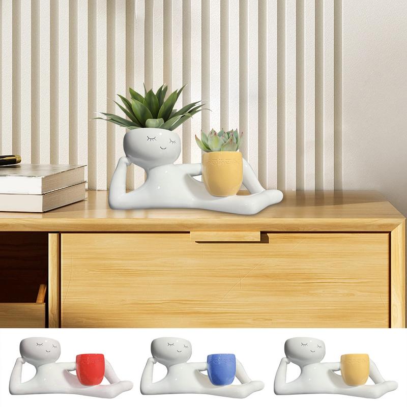 Unique Planter Resin Flowerpot With Drainage Design For Indoor Outdoor Garden Succulents Flowers Herbs Balcony Courtyard