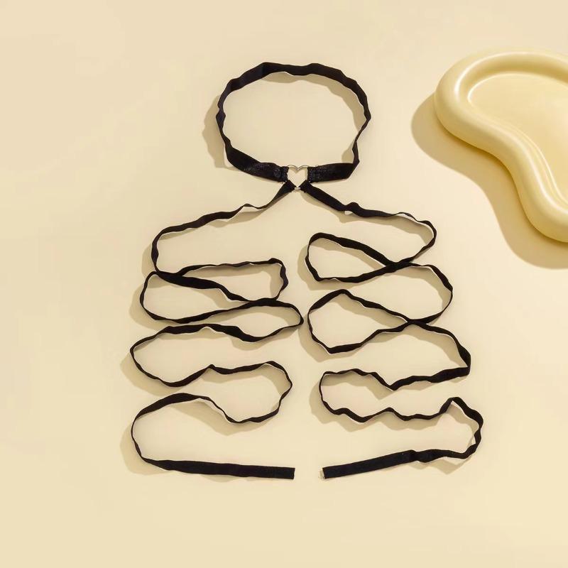 

1PC Punk Gothic Multilayer Black Elastic Band Leg Thigh Chain Women Sexy Circle Harness Cosplay Harajuku Body Jewelry one size чорний