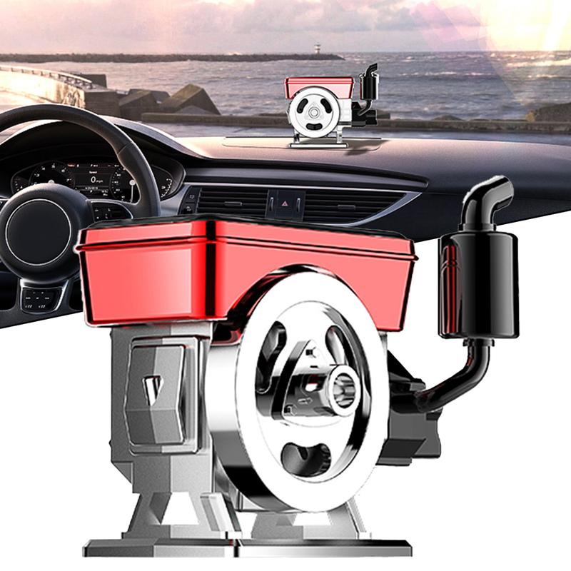 Solar Powered Car Air Freshener Automatic Rotation Creative Design Engine Styling Diffuser With Scent Tablet