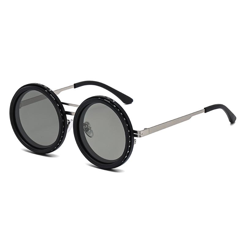 Vintage Round Steampunk Polarized Sunglasses For Men Women Outdoor Sport Shades -Level Adjustable Dimming Sun Glasses Uv400