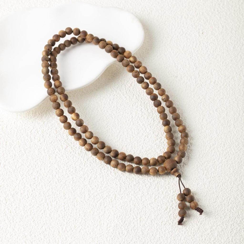 Natural Kynam Agarwood 108-Bead Multi-Strand Prayer Bracelet for Women and Men