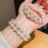 Pearl Beaded Double Layer Bracelet With Rhinestone Embellishments For Elegant Office Wear