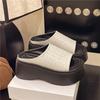Muffin Thick-soled Heightened Woven Cool Slippers for Women's Outerwear 2025 Summer New Sandals Small Open-toed Half Slippers