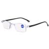 2 Pairs of Fashionable Frameless Anti Blue Light Reading Glasses Suitable for Both Men and Women