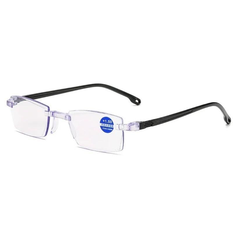 2 Pairs of Fashionable Frameless Anti Blue Light Reading Glasses Suitable for Both Men and Women