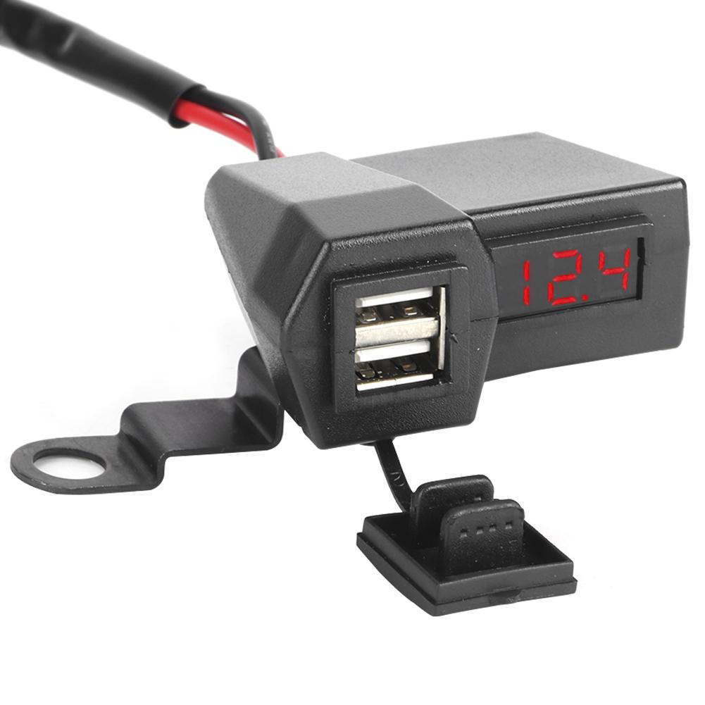   Motorcycle Dual USB   Socket Adapter with Voltmeter Display