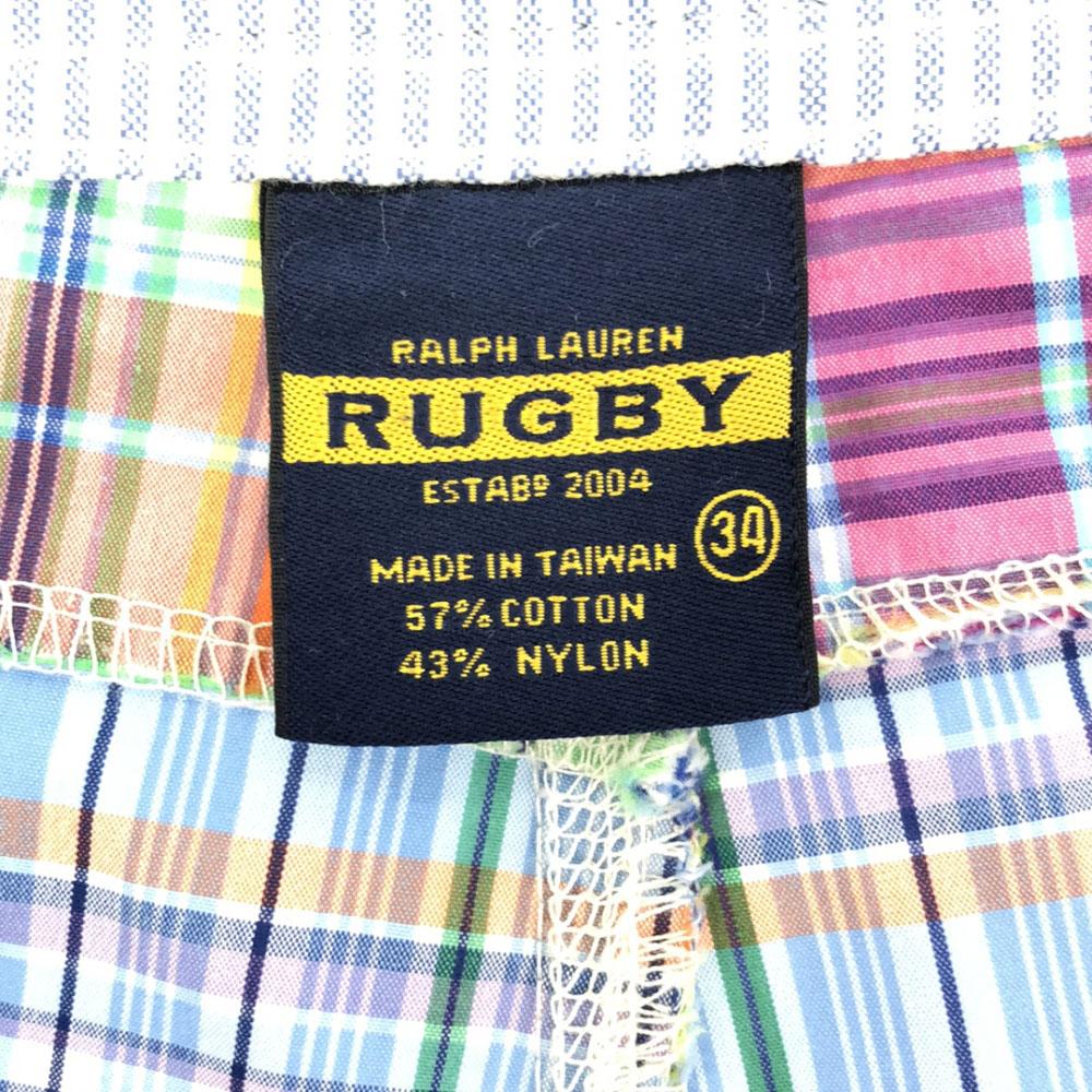 RALPH LAUREN RUGBY check patchwork Shorts W34 Surf pants Men's Used