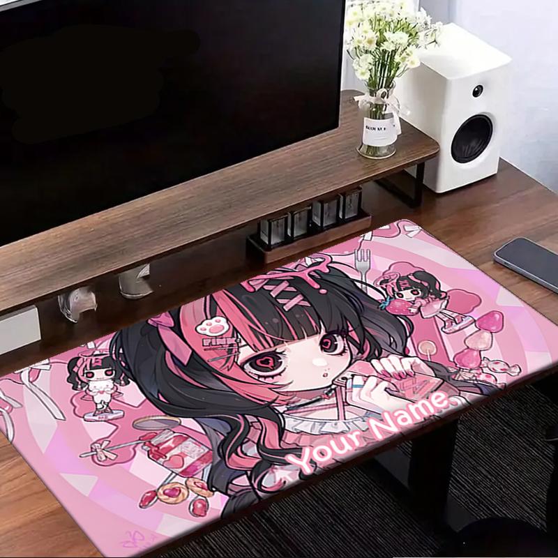 1PC Custom Name Pink Fantasy World Mouse Pad, Keyboard and Mouse Desk Pad, for Computer Notebook  Birthday Gift For Any Room Or Office