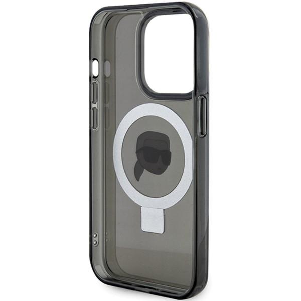 Karl Lagerfeld Klhmp15Lhmrskhk Iphone 15 Pro 6.1 Czarny/Black Hardcase Ring Stand Karl Head Magsafe