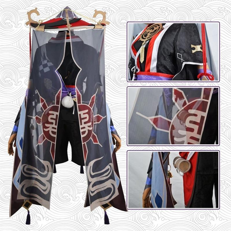 Game   Scaramouche Cosplay   Costume Wanderer Wig Shoe Set Anime Halloween Party Cosplay Uniform