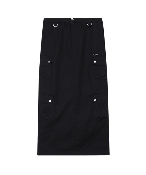 Crank Washed Cargo Maxi Skirt_Black