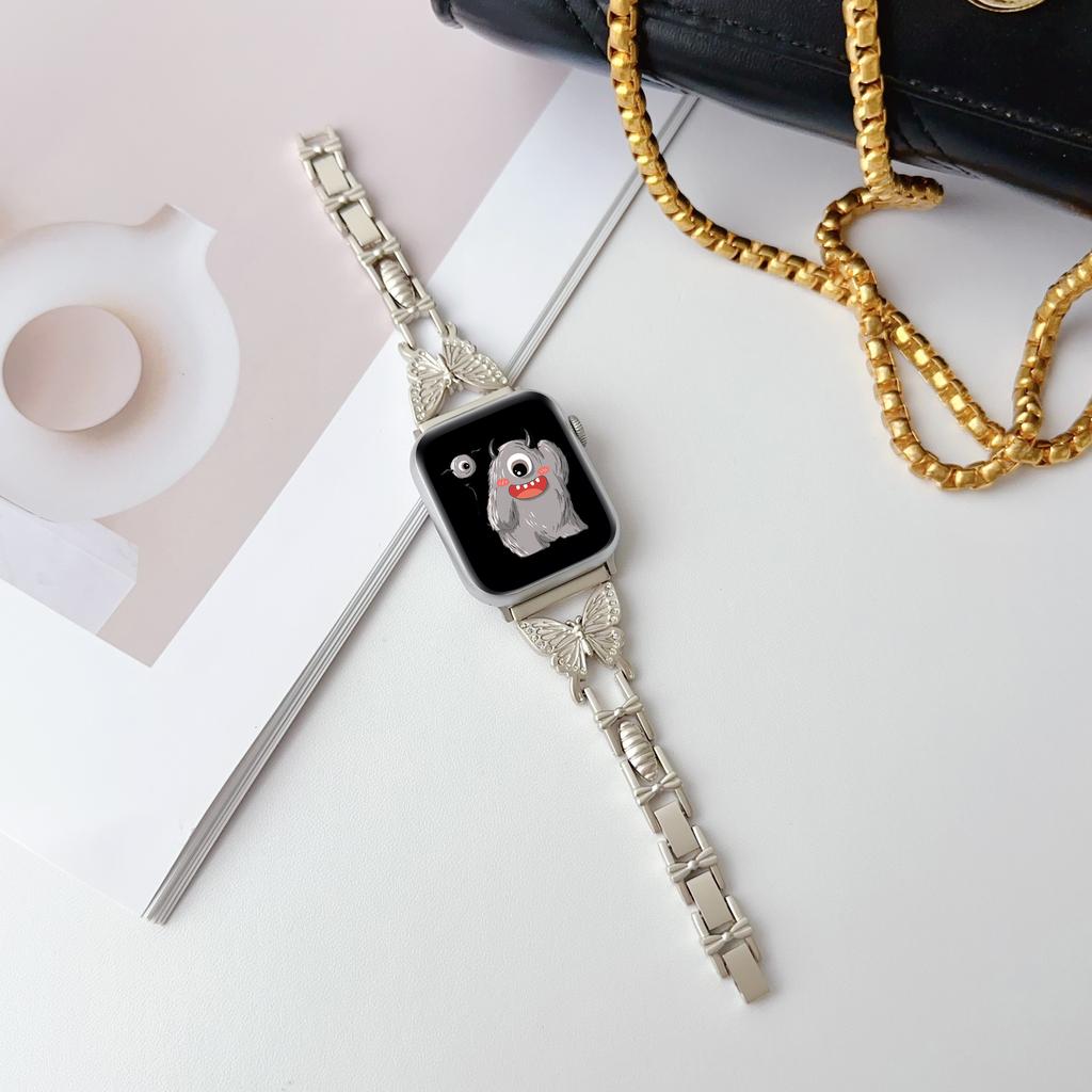 Butterfly Alloy Fashion Watch Bands for Watch 10/9/8/7 IWatch 40/42/44/45mm Bangle Design Press Buckle Full Color Printing