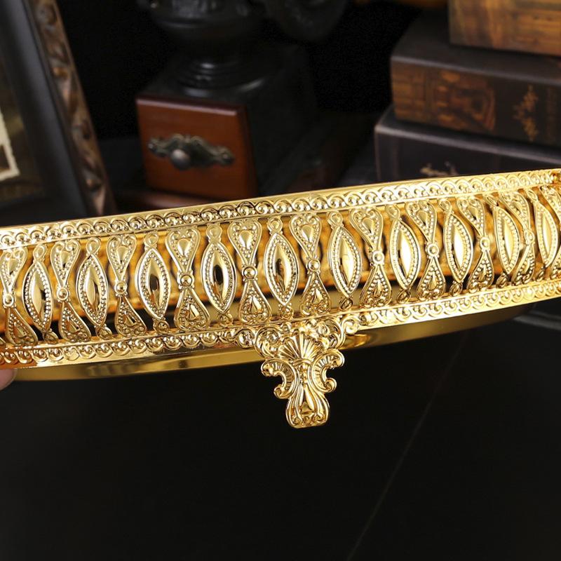 New European Modern Food Electroplated Fruit Storage Tray Home Decoration Golden Snack Dessert Metal Tray
