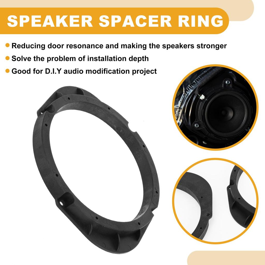 Partuto Ma-zda 5x7" to 6.5" Tweeter Speaker Adapter Car Speaker Subwoofer Mounting Spacer Bracket Ring, ABS Black, Waterproof