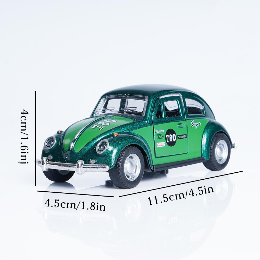 1:36 Maggiolino Verde Retrò Carino Modello di Auto in Lega, Meccanismo a Retrazione, Portiere Apribili, Regalo per Bambini/Giocattolo per Ragazzi/Decorazione Modello di Auto/Regalo di Natale