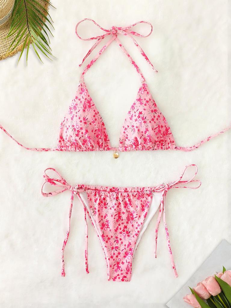 2025 Starfish Lace-up Triangle Bikini - European & American Style, Sexy Split Swimsuit for Women