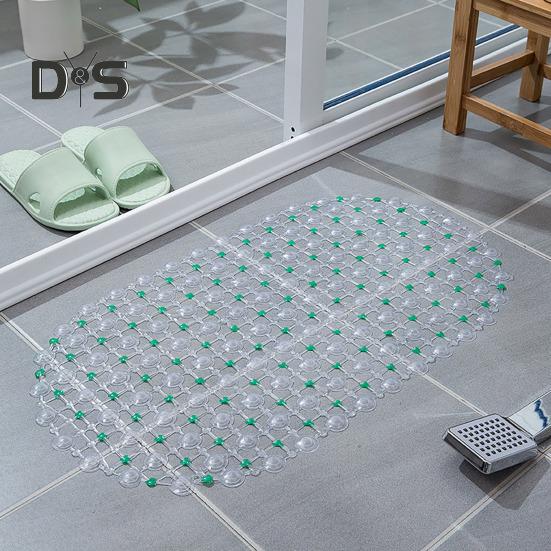 PVC Anti-slip Bath Mat Solid Color Home Kitchen Hotel Bathroom Shower Floor Mat with Suction Cup Soft Non-slip Bathtub Massage Pad Rug