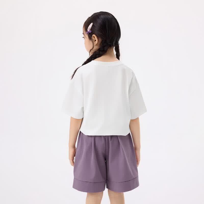 Girls' Cartoon Print Cool Short Sleeve T-shirt