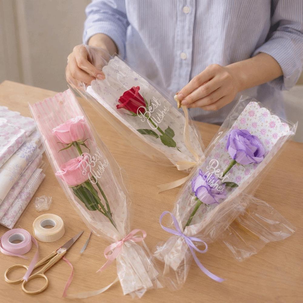10pcs/set Waterproof Bouquet Wrapping Bags Transparent Rose Packaging Sleeve  Valentine's Day