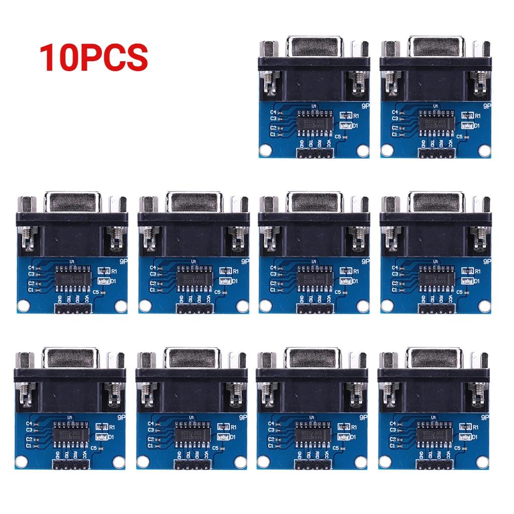 1-10PCS MAX3232 RS232 to TTL Serial Port Converter Module TX RX VCC GND Female DB9 Connector 3.3V-5.5V MAX232 Flashing Board