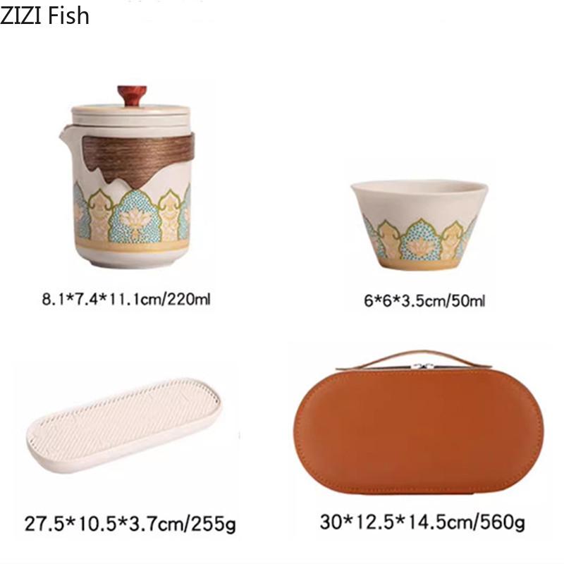 Portable Travel Kung Fu Tea Set Creative Ceramic Quick Tea Set Chinese Office Teapot and Cup Set Light Luxury Friend Gifts