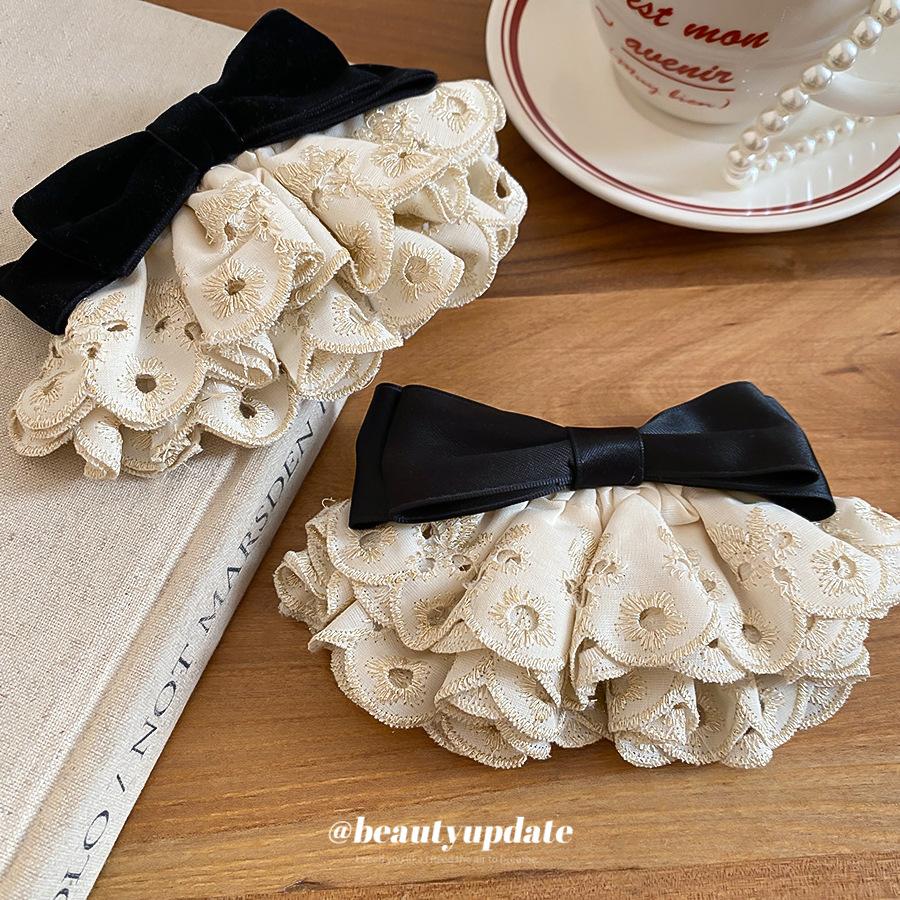 Stoffspitze Beflockung Schleife Haarnadel exquisite Eleganz Temperament Spule Haarfederclip leichter Luxus Nische