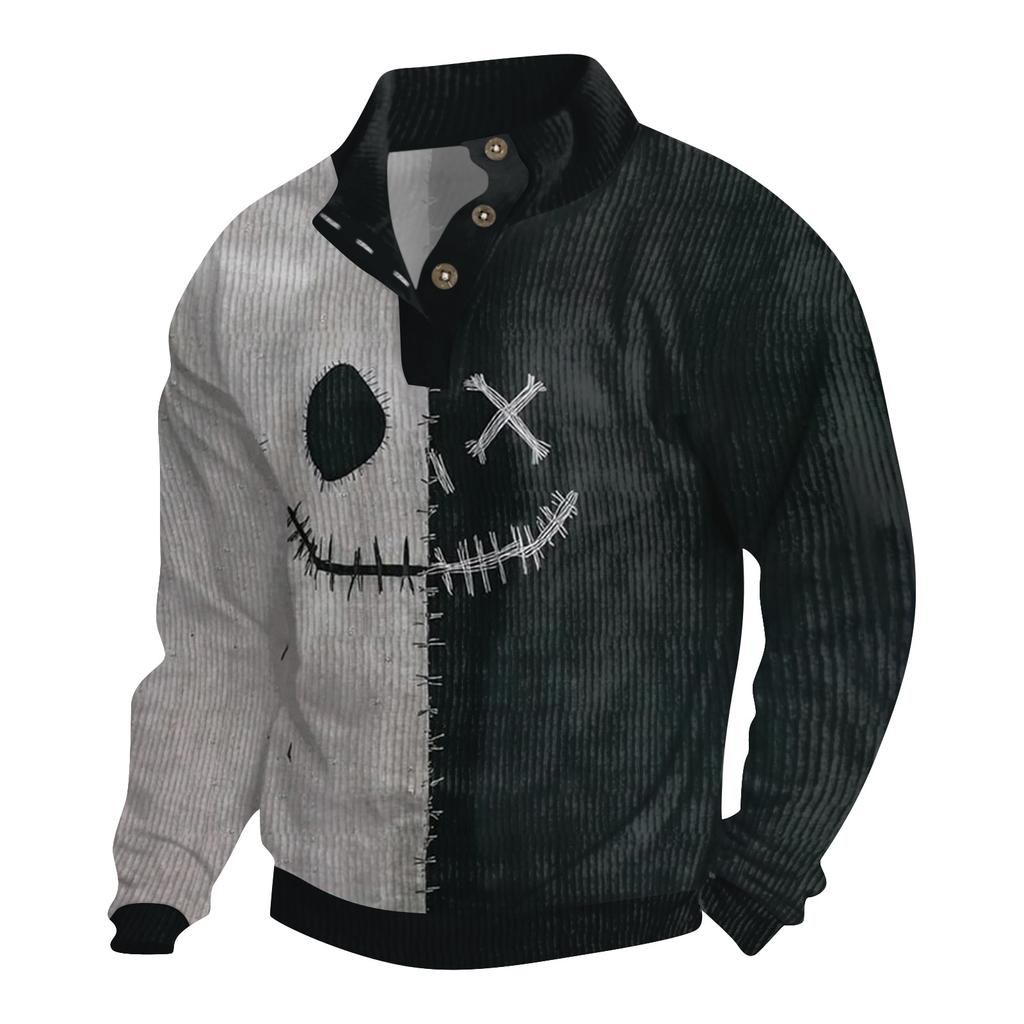 Men's Halloween Printed Corduroy Button Shirt