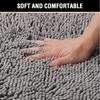Inyahome Plush Microfiber Non Slip Soft Bathroom Rug Absorbent Machine Washable Chenille Bath Mat Quick Dry Shag Bathroom Carpet