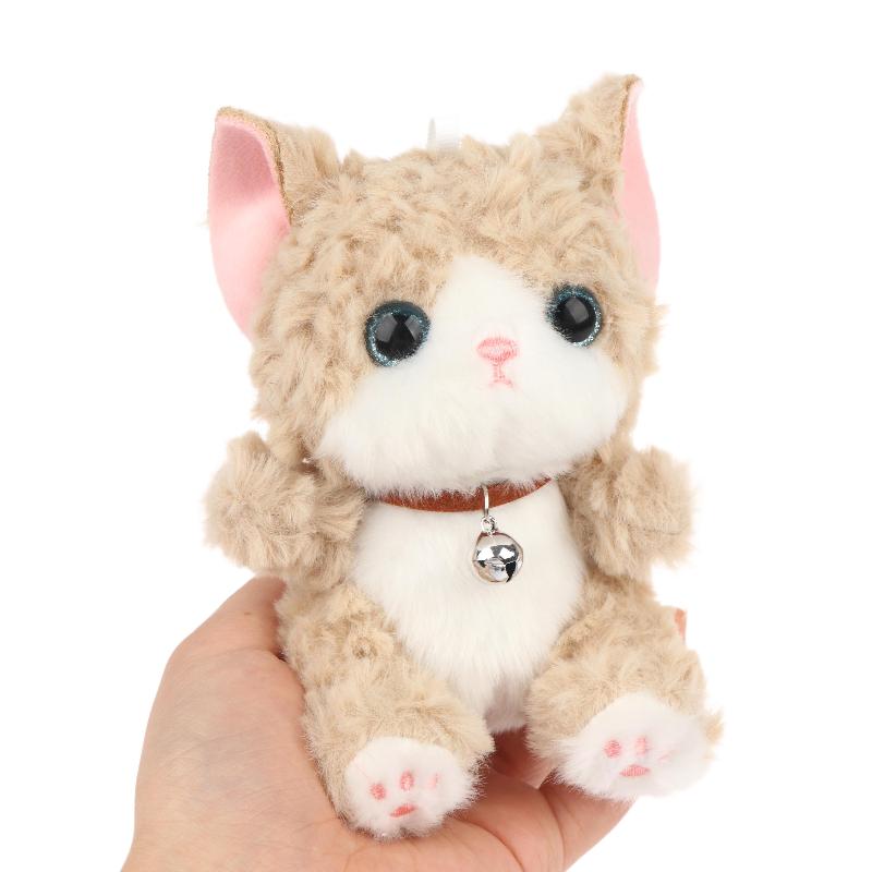 Cute Bell Cat Plush Keychain Adorable Curly Hair Kitten Stuffed Toy Soft Bag Hanging Pendant for Party Favors Souvenir