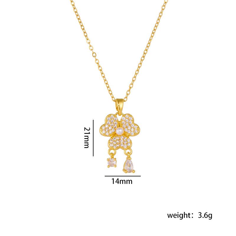 Elegant Hollow Flower with Zircon Pendant Necklace Stainless Steel Chain Jewelry Gifts for Women Teen Girls