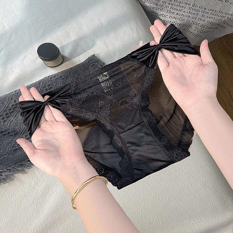 Sexy Lace Women's Underwear Women's Ice Silk Seamless Breathable Printed Butterfly Lace Lifting Hip Triangle Pants