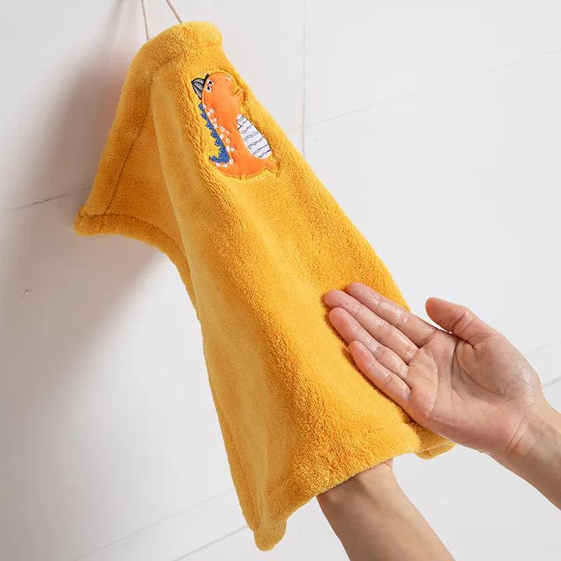 Kitchen Towel Quick-drying Handkerchief Hanging Type Absorbent Square Cute Children Hand Towel Small Towel Coral Fleece