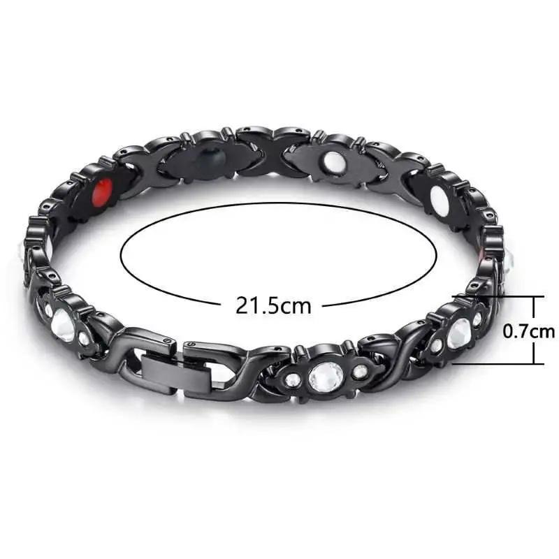 Hot Selling 4-in-1 Diamond Studded Stainless Steel Magnetic Therapy Bracelet, Detachable Anti Fatigue Biological Health Magnetic Bracelet