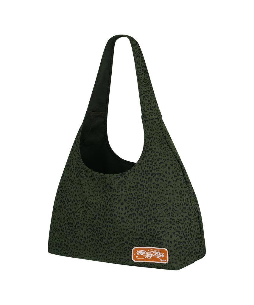 Kashiko Leopard Print Shoulder Bag Khaki