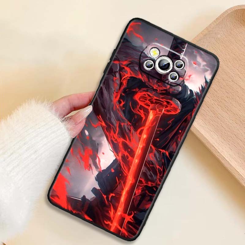 Ancient style swordsman Phone Case For Xiaomi Mi Poco F3 F4 F5 F6 X3 X4 X5 X6 X7 M3 M4 M5 M6 M7 GT Pro 5G Black
