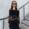 2025 Spring/Summer Women's One-Shoulder Mesh Patchwork Bodycon Dress