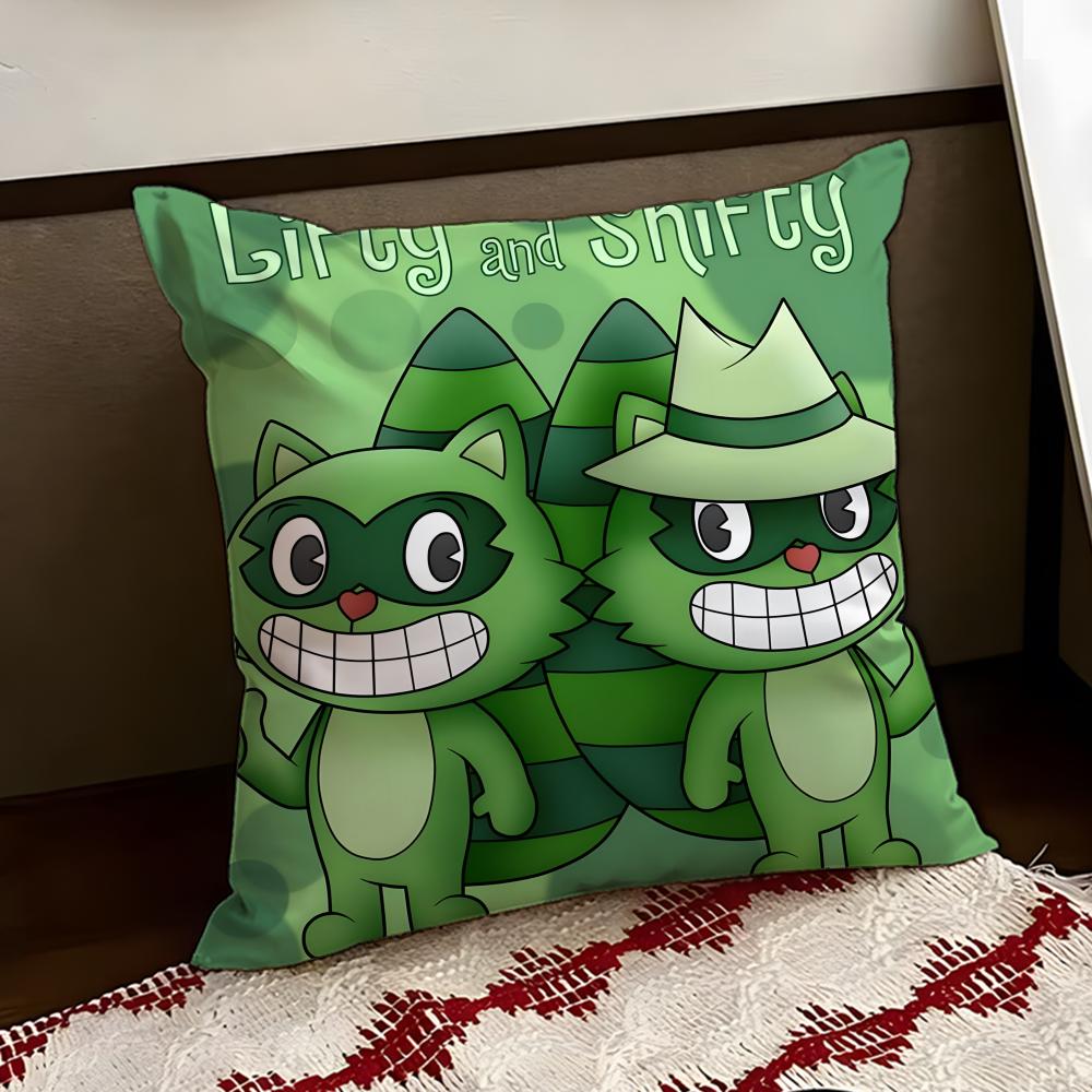 Anime HHappy Tree FFriends Kissenbezug Wendbar Weich Langlebig Kissenhülle Zuhause Auto Mehrzweck für täglichen Komfort