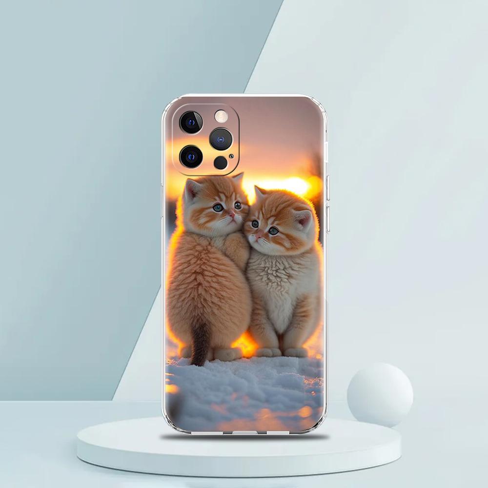 

Winter Sun Healing Cat Art Phone Case for iPhone 17 16 15 14 13 12 11 Series Pro Max Plus Double Layer Protection iphone 16 Plus